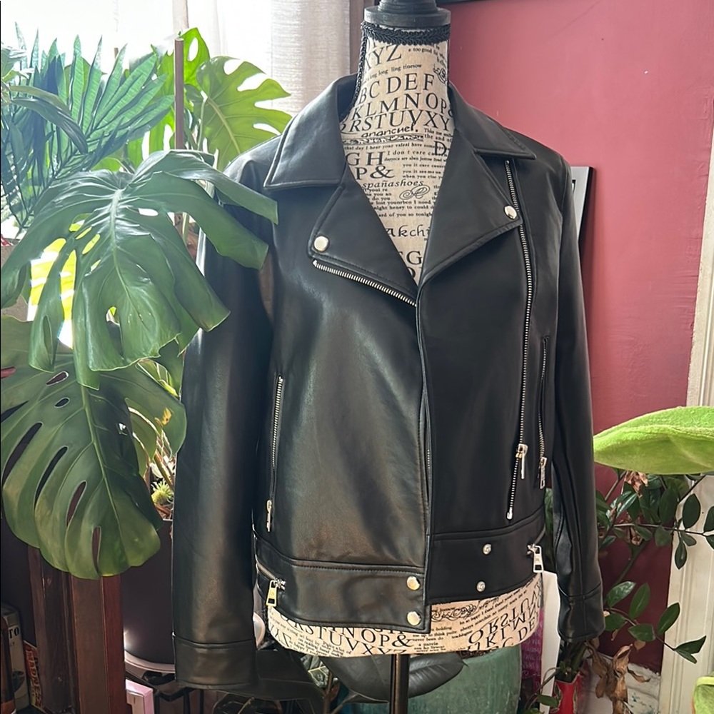 Zara Black Leather Biker Jacket